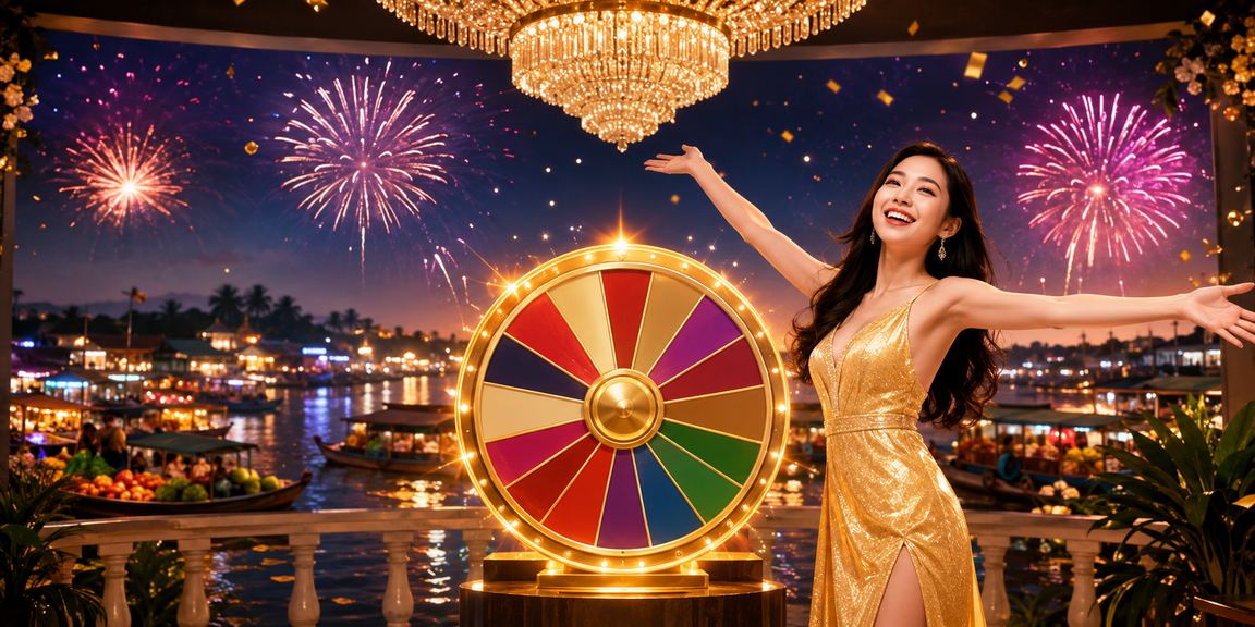 Bầu không khí bốc thăm may mắn ven sông Mekong với cảnh hoàng hôn đẹp