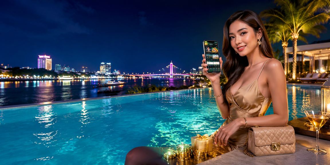 Người dùng vùng Mekong theo dõi cá cược thể thao trên điện thoại bên bờ sông